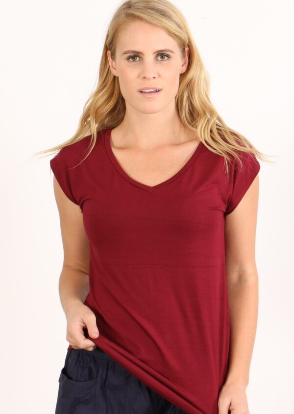 Simple Top V-neck Maroon - Image 2