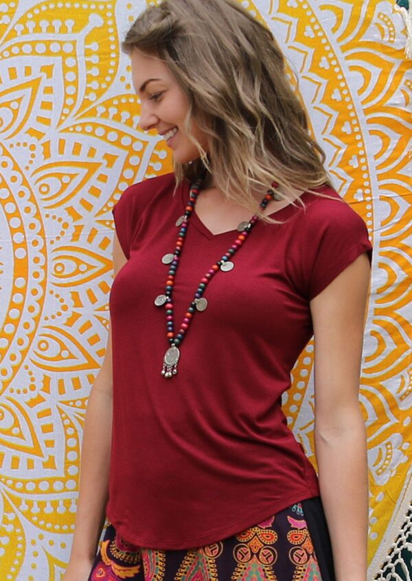 Simple Top V-neck Maroon