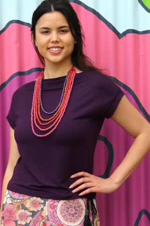 Wide Neck Mod Top Dark Purple