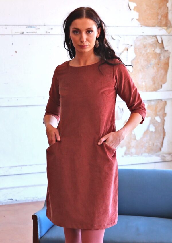 Corduroy Dress Burnt Henna - Image 8