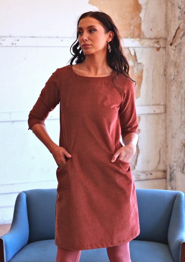 Corduroy Dress Burnt Henna - Image 4