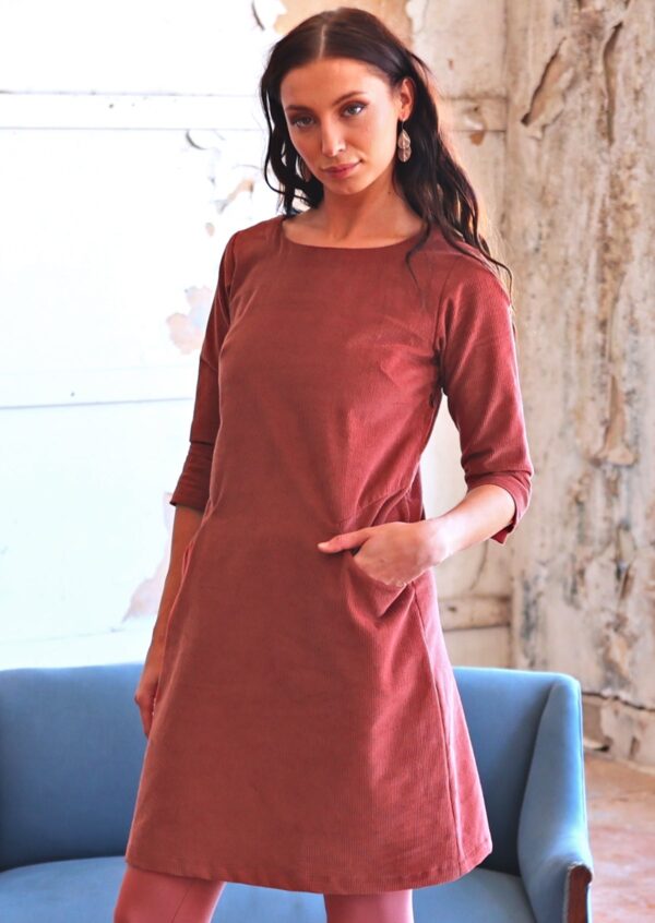 Corduroy Dress Burnt Henna - Image 7