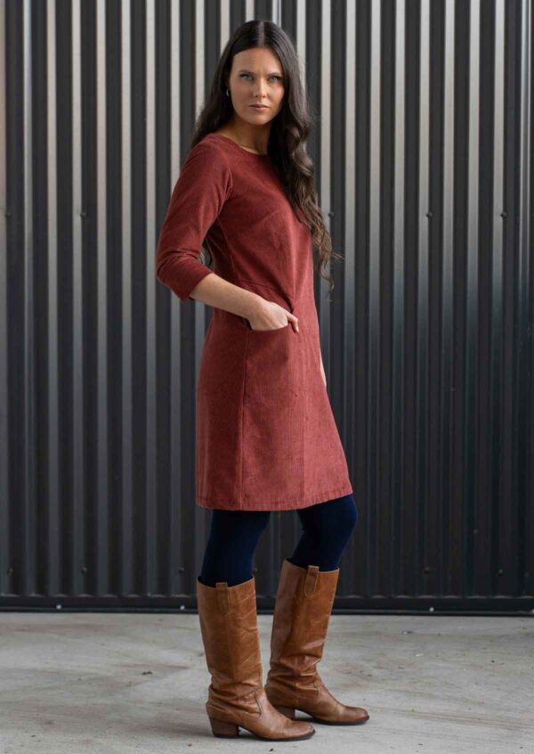 Corduroy Dress Burnt Henna - Image 6