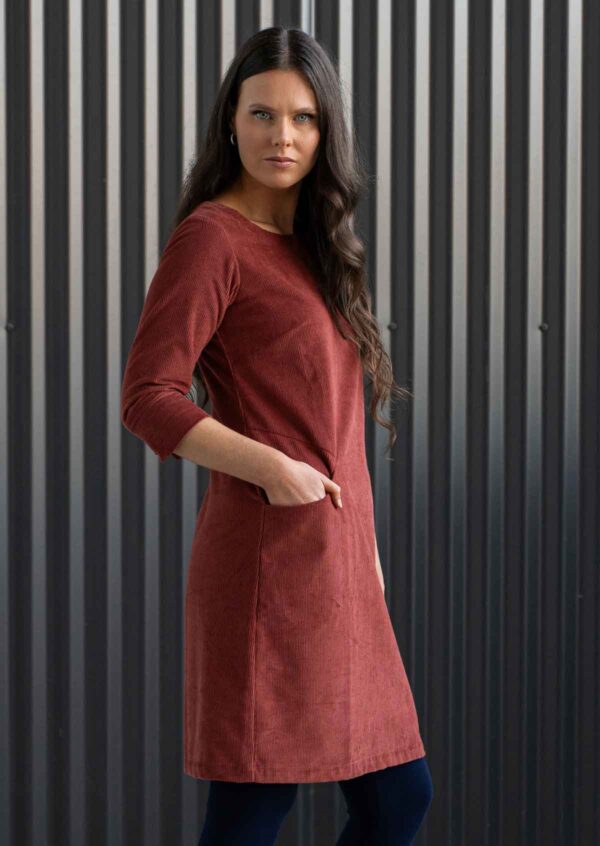 Corduroy Dress Burnt Henna - Image 3