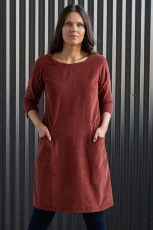 Corduroy Dress Burnt Henna