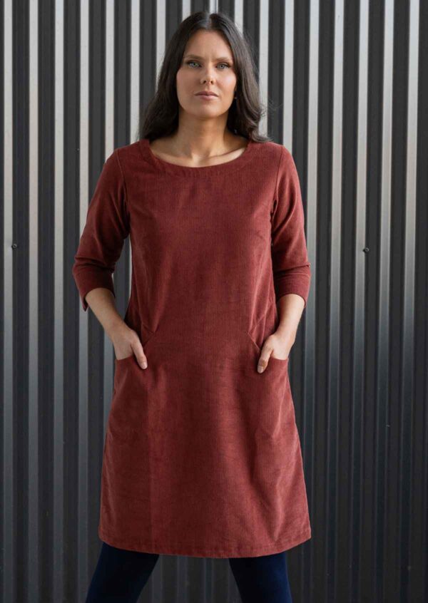 Corduroy Dress Burnt Henna