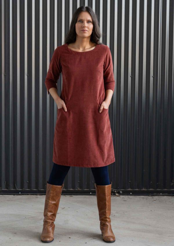 Corduroy Dress Burnt Henna - Image 2