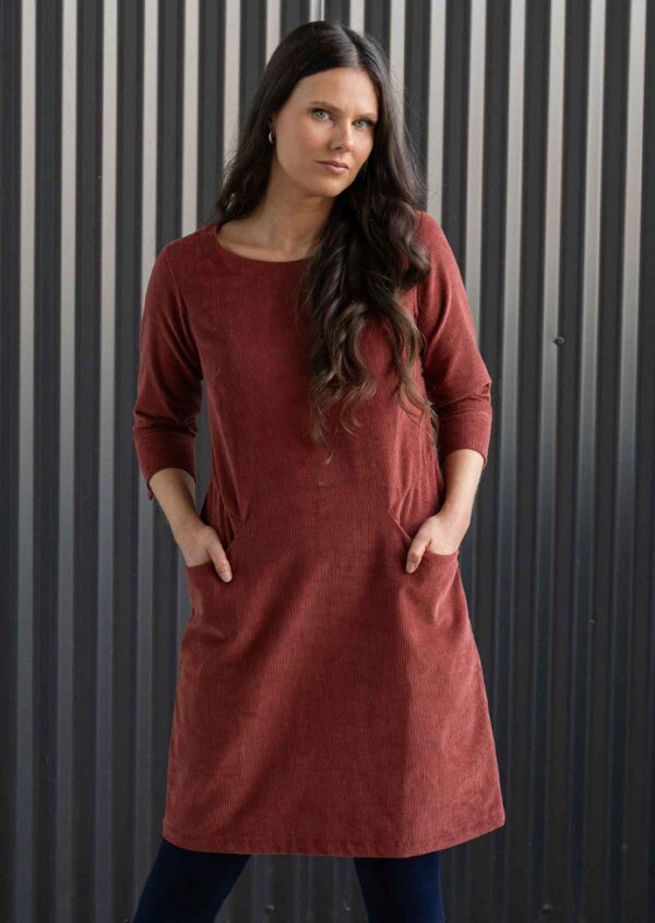 Corduroy Dress Burnt Henna - Image 5