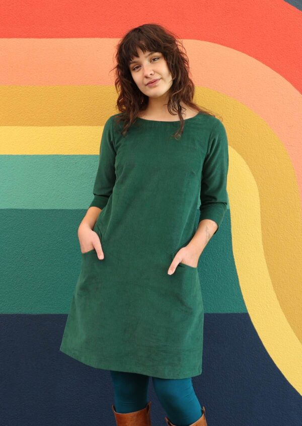 Corduroy Dress Hunter Green