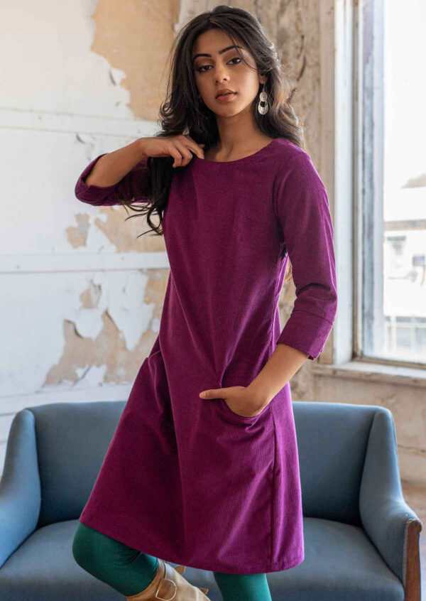 Corduroy Dress Plum Caspia - Image 3