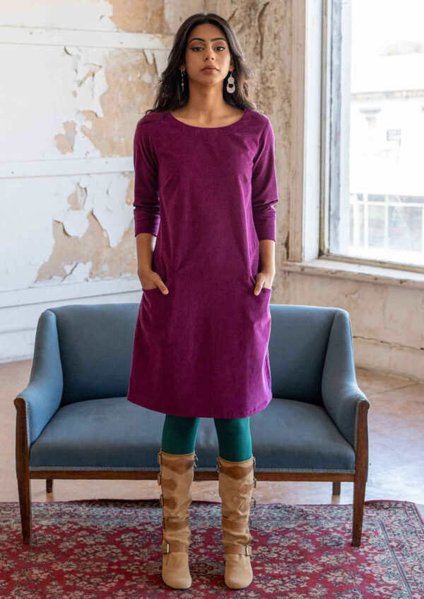 Corduroy Dress Plum Caspia - Image 2