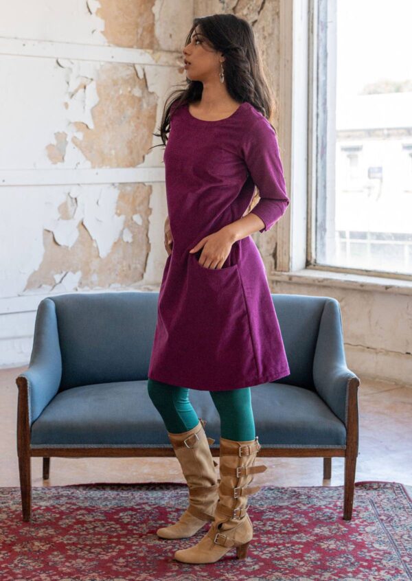 Corduroy Dress Plum Caspia - Image 4
