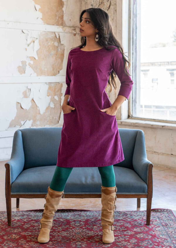 Corduroy Dress Plum Caspia