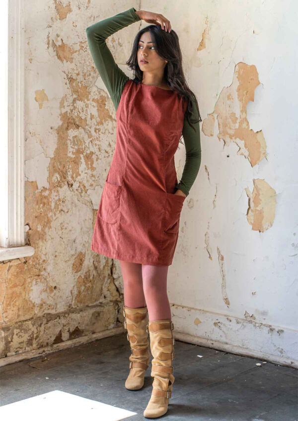 Pocket Corduroy Tunic Burnt Henna - Image 2