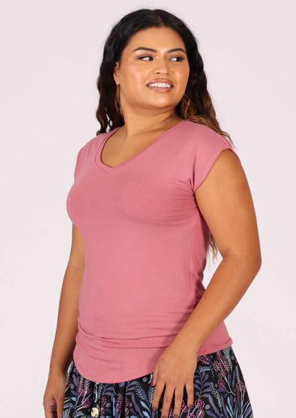 Simple Top V-neck Pink - Image 2