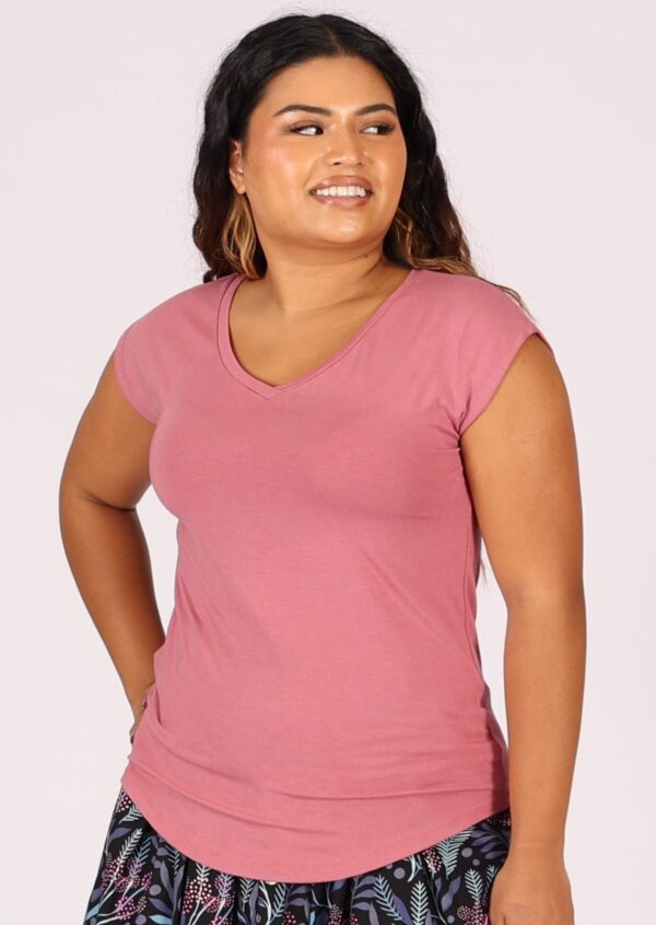 Simple Top V-neck Pink - Image 4
