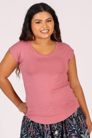 Simple Top V-neck Pink