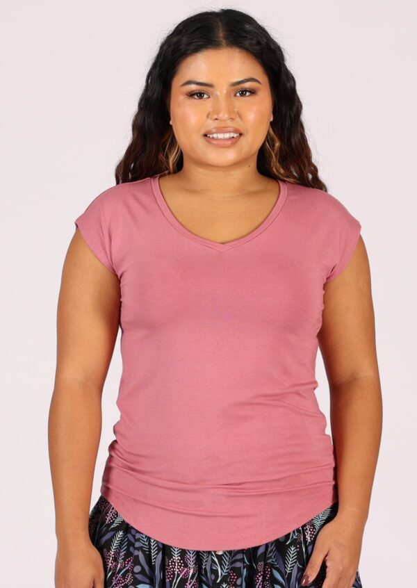 Simple Top V-neck Pink - Image 3