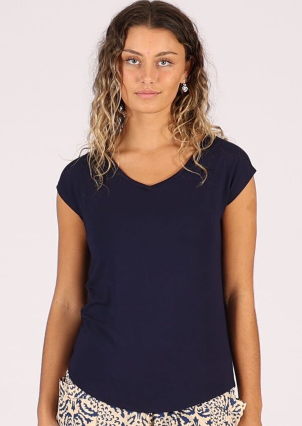 Simple Top V-neck Navy Blue - Image 4