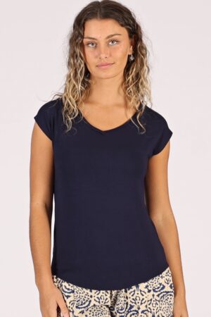 Simple Top V-neck Navy Blue