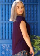 Simple Top V-neck Dark Purple