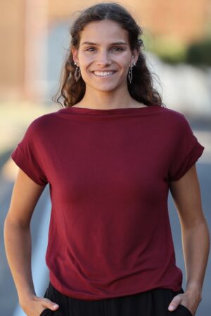 Wide Neck Mod Top Maroon