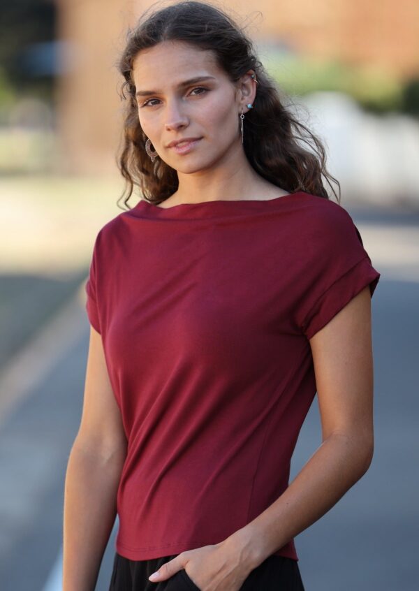 Wide Neck Mod Top Maroon - Image 2