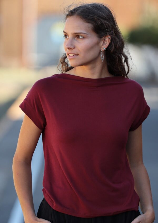 Wide Neck Mod Top Maroon - Image 3