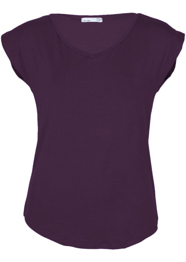 Simple Top V-neck Dark Purple - Image 3