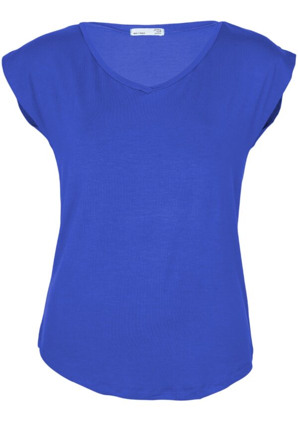 Simple Top V-neck Electric Blue - Image 4